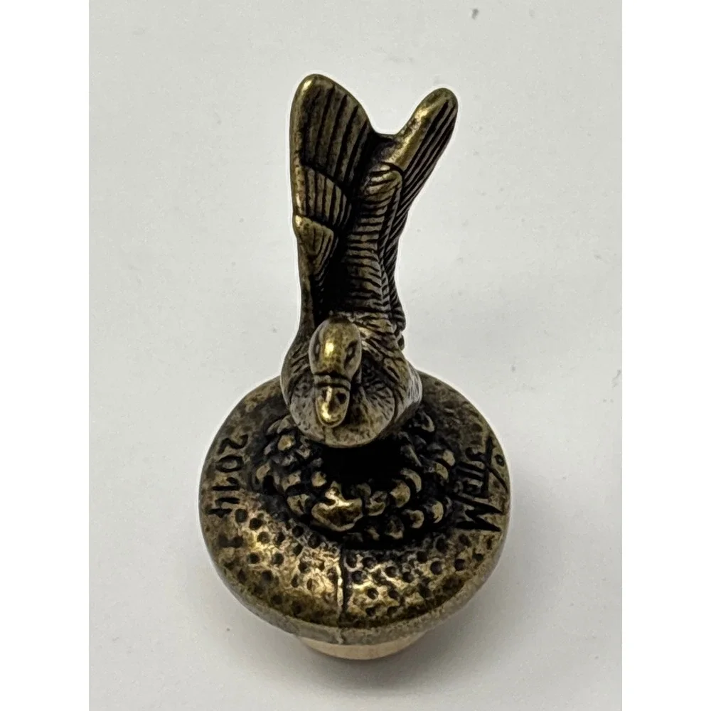 Vintage Bronze Duck Wine Bottle Stoppers Set of 2 Wells Stem 2014 Waterfowl